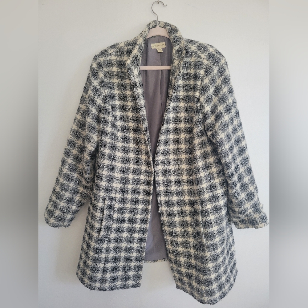 Appleseed's Black and White Plaid Teddy Jacket